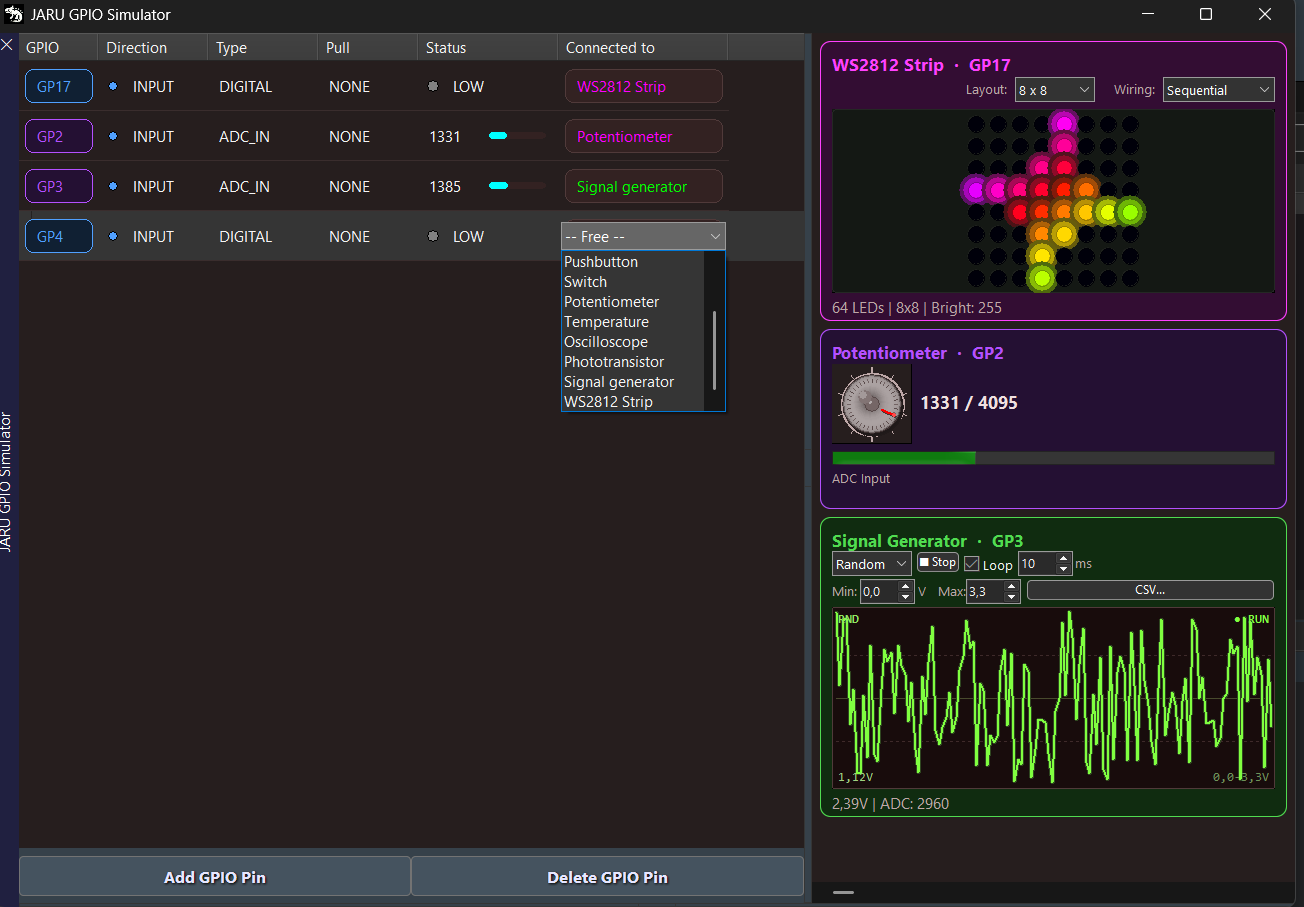 JARU IDE GPIO simulator