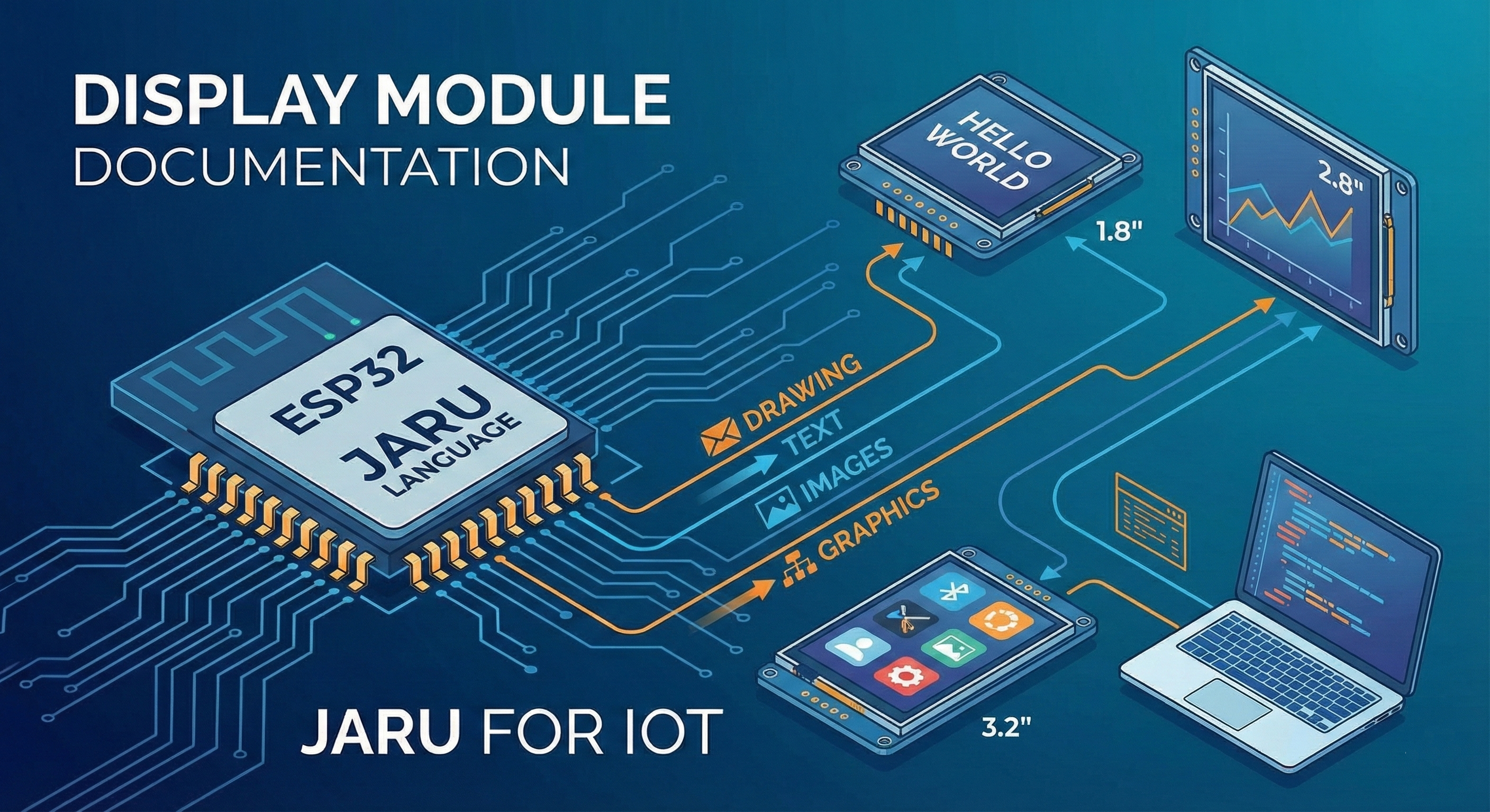 JARU Display module screenshot for opening screens, setting orientation, and updating graphics